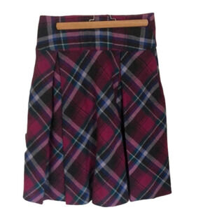 Vintage Pleated Wool Blend Plaid Skirt Medium